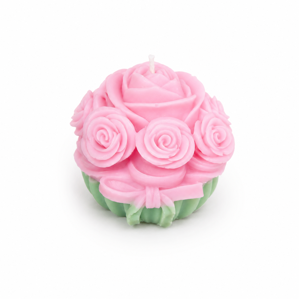 Mini Roses Flower Bouquet Scented Candle (Pink ,Green)(approx-120gm)
