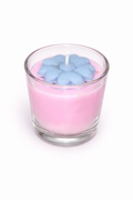 Medium Glass Designed Scented Candles with Flower design(approx-80gm)(pink,blue)