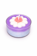 Cup-Candle Scented with flower design. (Approx-50gm)(Blue purple, white,light red)