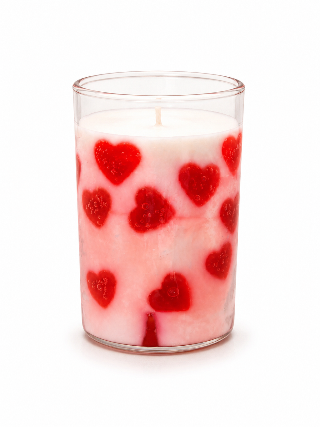 Long Glass Jar Scented | Mini Love Hearts Designed Candles with Lid |(Strawberry And Vanilla Fragrance)