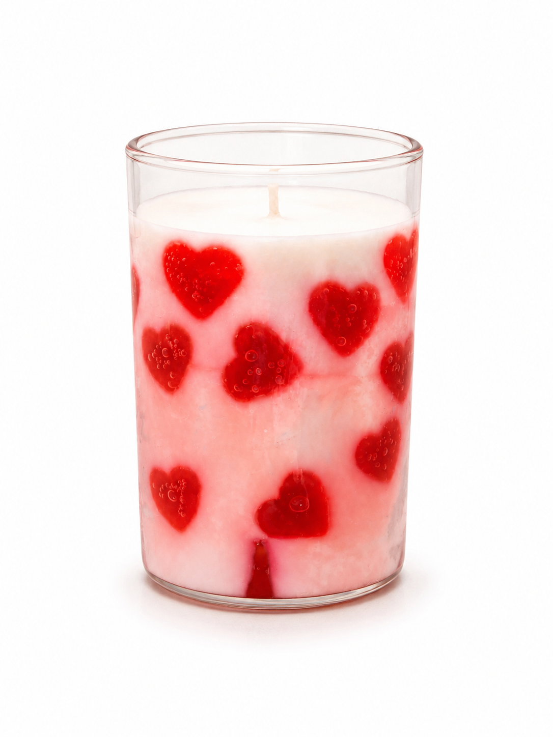 Long Glass Jar Scented | Mini Love Hearts Designed Candles with Lid |(Strawberry And Vanilla Fragrance)